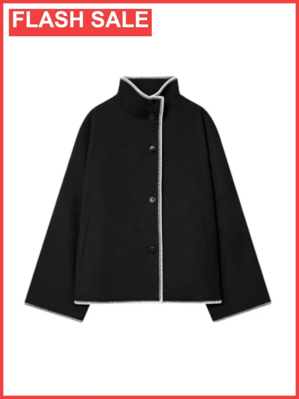 Womens Cropped Wool Blend Pea Coat Oversized Stand Collar Crop Jacket